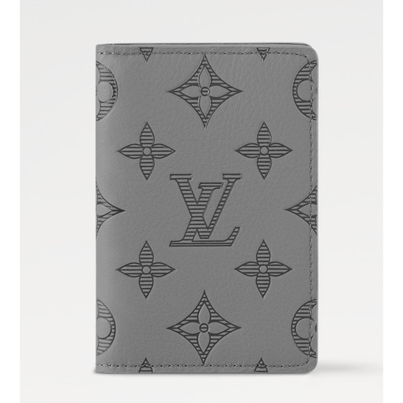 Louis Vuitton Monogram Shadow Grey Leather Logo Pocket Organizer Card Wallet - Picture 1 of 12